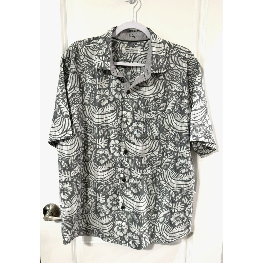 Tommy Bahama Hawaiian Button Down Shirt The Coconut Point Tencel L Mens